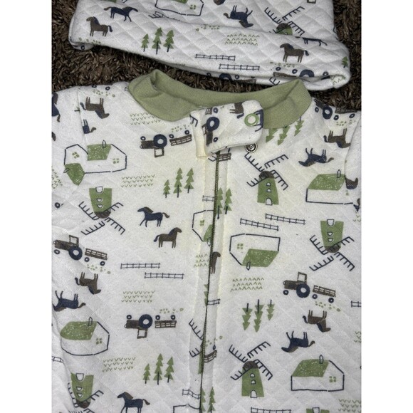 Chick Pea Jumpsuit One Piece Set With Matching Hat Size O-3m Preowned - Picture 2 of 5